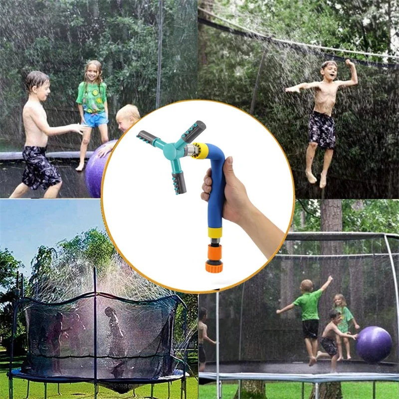 

360 Degree Rotating Trampoline Sprinkler Set Outdoor Waterpark Play Sprinklers For Kids Fun Summer Water Toys