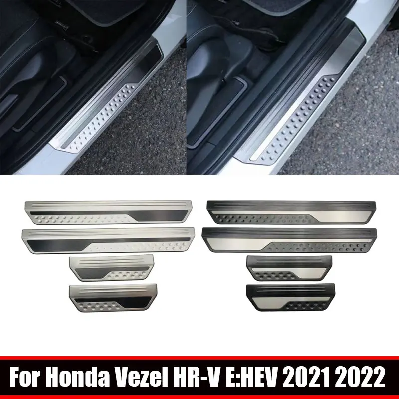 

For Honda Vezel HR-V E:HEV 2021 2022 outer Door Welcome Pedal Threshold Bar Cover Trim Strips Door Sill Pad Car Accessories