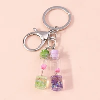 creative dry flower wishing bottle keychain women bags accessories men handbag pendants keyring girlfriend key holders gifts