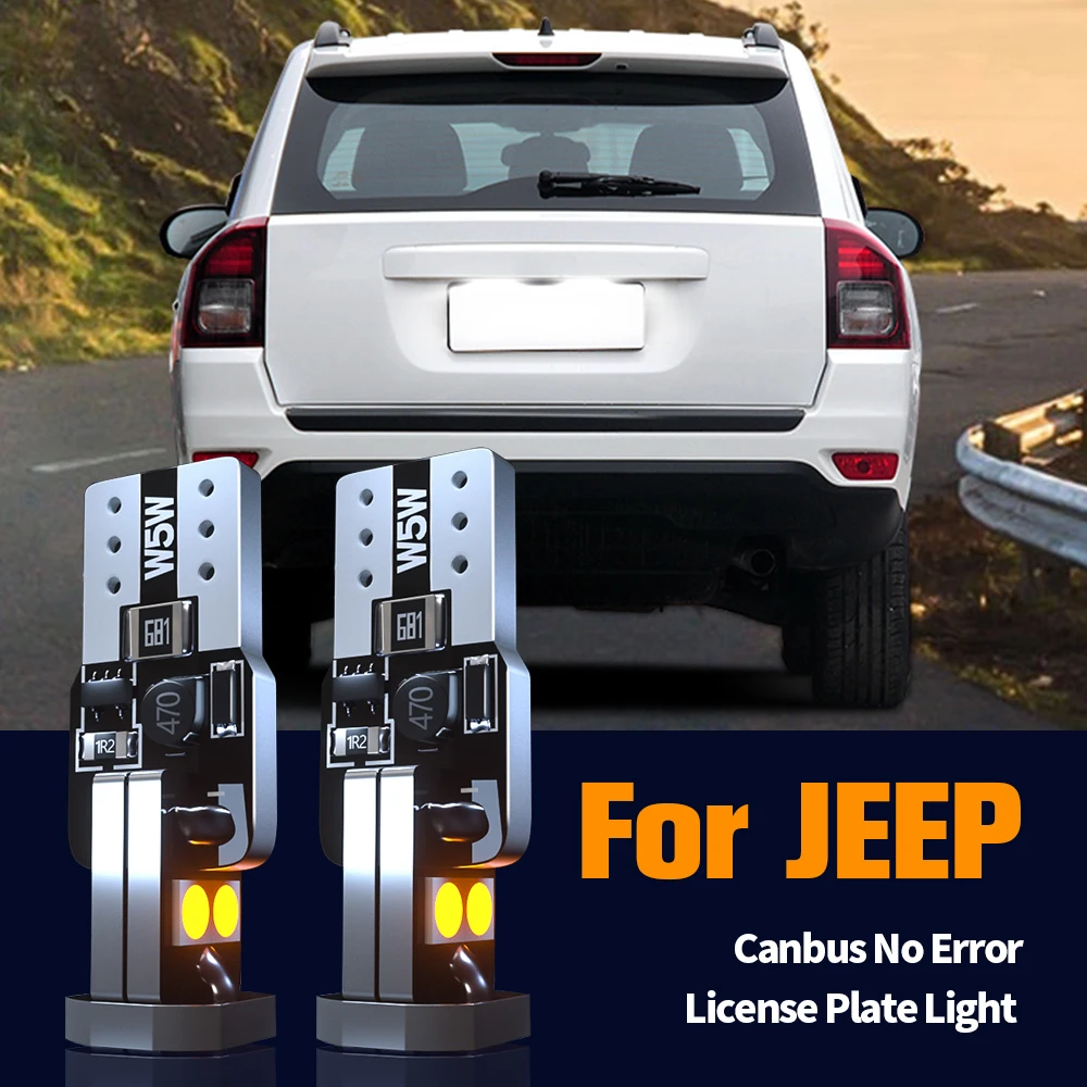 

2pcs LED License Plate Light Bulb Lamp W5W T10 For JEEP Cherokee XJ Commander Compass Grand Cherokee Patriot Wrangler 2 3 TJ JK