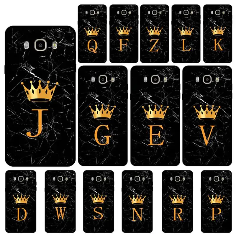 

Black Marble Crown Letter Phone Case for Samsung J 4 5 6 7 8 prime plus 2018 2017 2016 J7 core