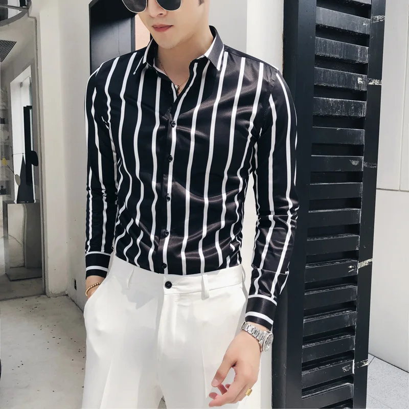 2022 spring and autumn new British striped shirts, men's long-sleeved shirts, men's tops, men's business shirts, men's suits