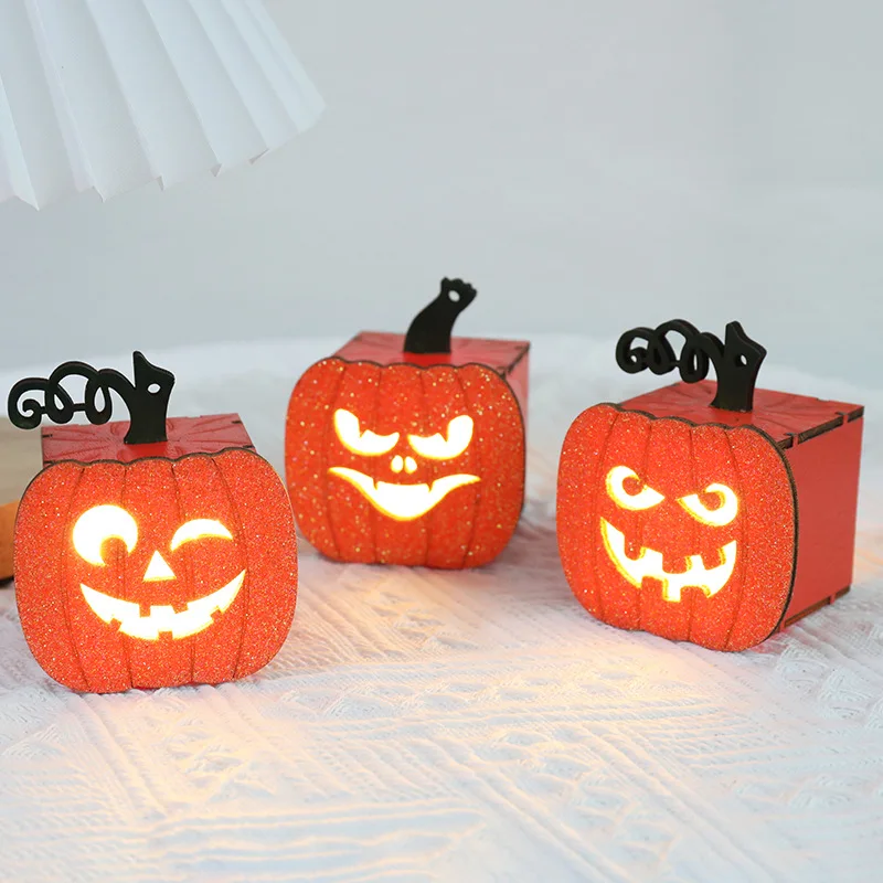 

Creative Pumpkin Light Halloween Flameless Orange Electric Candle Lamps Halloween Decoration for Home Horror House