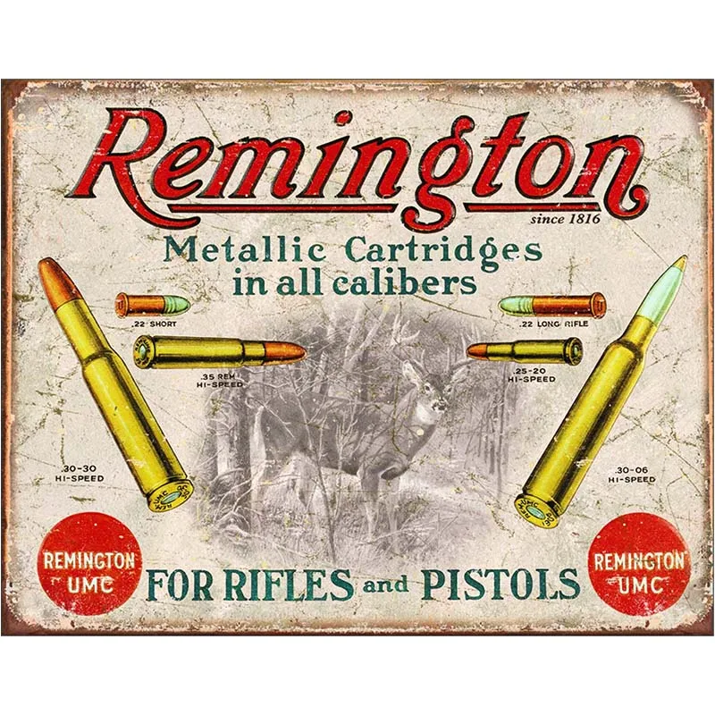 

Desperate Enterprises Remington - for Rifles & Pistols Tin Sign - Nostalgic Vintage Metal Wall Decor home decoration wall