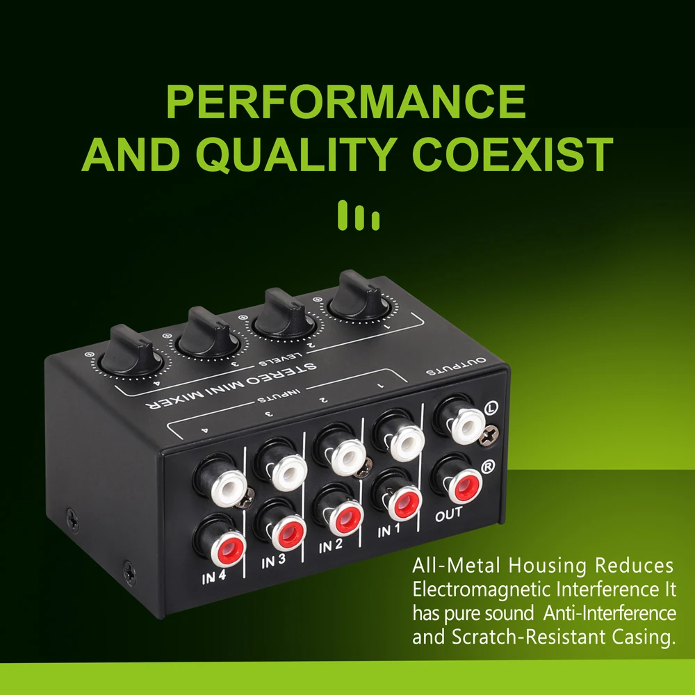 CX400 Мини-аудиомикшер Стерео 4-канальный пассивный микшер Микрофон Многоканальный