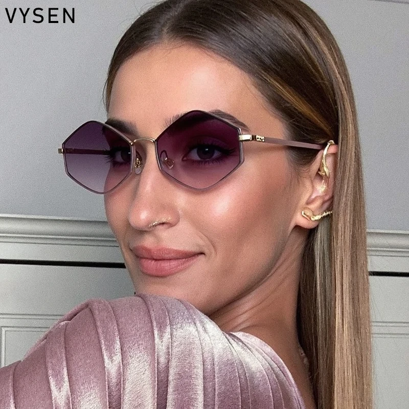 Винтажные многоугольные солнцезащитные очки в металлической оправе стиле панк