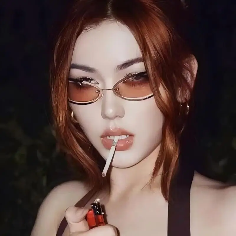 Очки солнцезащитные без оправы мужские стильные пикантные овальные солнечные