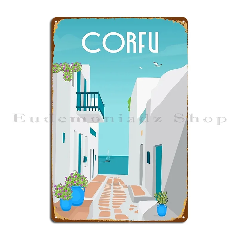 Фото Металлические знаки Corfu, стиль клуба, искусственная пещера, Винтажный дизайн, оловянный плакат №1