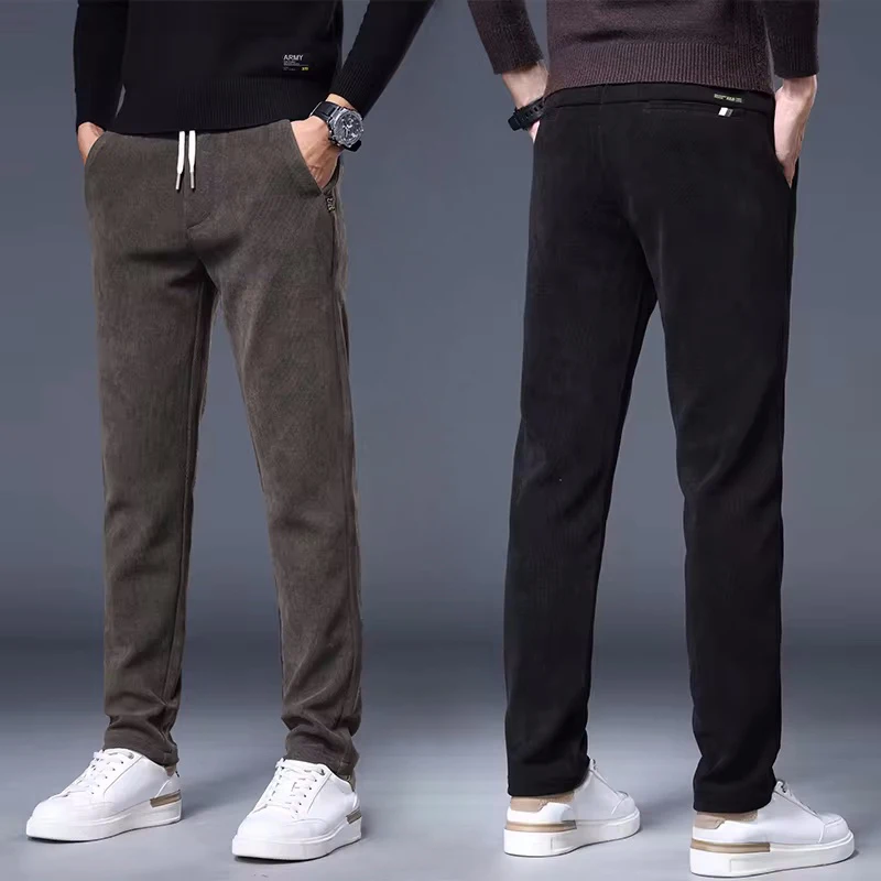 Брюки мужские вельветовые модные деловые повседневные удобные штаны с