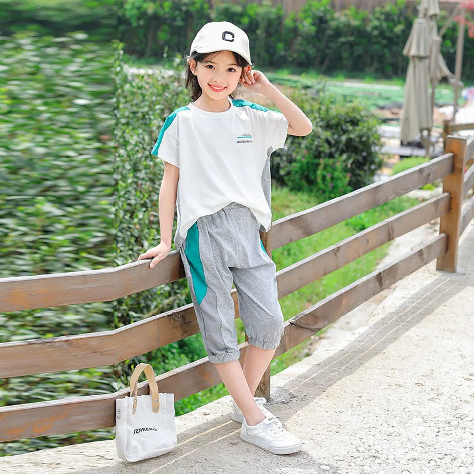 

Letter Printed Toddler Girl Summer Clothes Summer Short Sleeve +Pant 2Pcs Set For 3 4 5 6 7 8 10 12 Yrs Girls Clothes Outfits