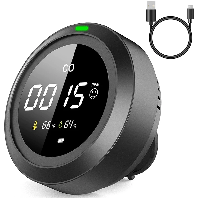 

Spot Goods Portable Carbon Monoxide Detector [3-In-1] Air Quality Monitor/Temperature/Humidity/Smoke CO Gas Sensor