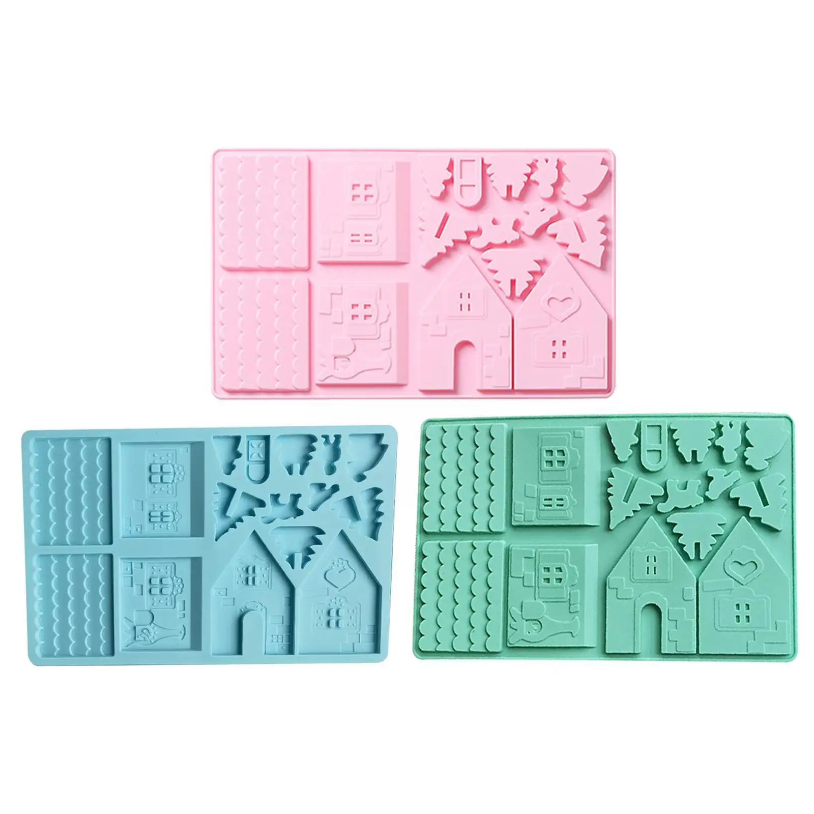 

Silicone Mould Building Block House Christmas Chocolate Mold Gingerbread House Cookie Mold For Cake Fudge Christmas Decorat I7o7