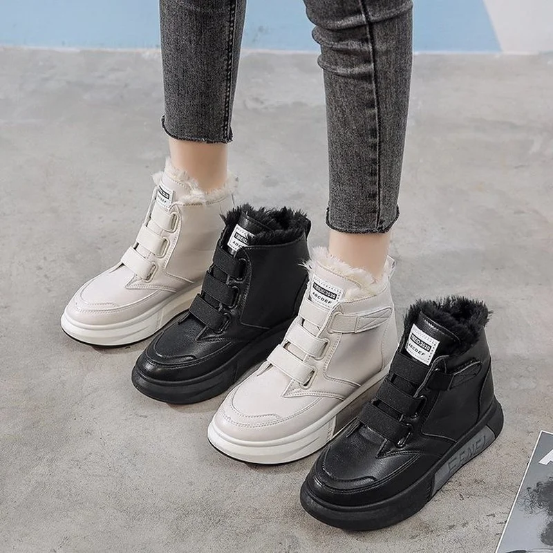 

NEW 2022 Women Shoes Boots High top cotton boots women's winter new platform Velcro and fleece casual shoes warm snow boots