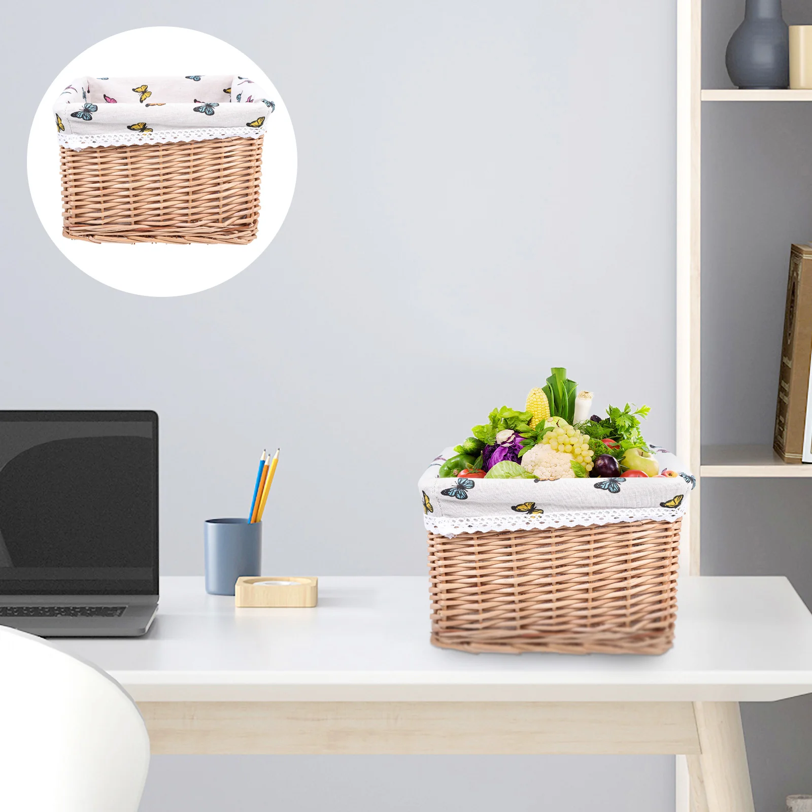 

Basket Storage Wicker Baskets Wovensundries Bins Square Organizer Desktop Cubes Rectangular Holder Pantry Kitchen Bedroom