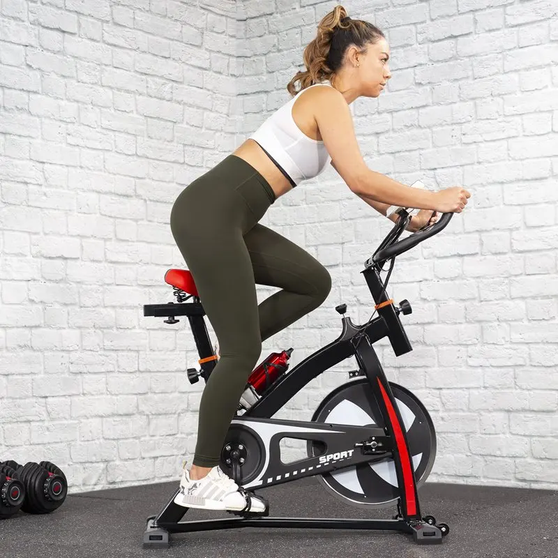 

Premium Stationary Exercise Bike Cycling Padding Seat Cardio Workout Fitness Cycle with Water Bottle
