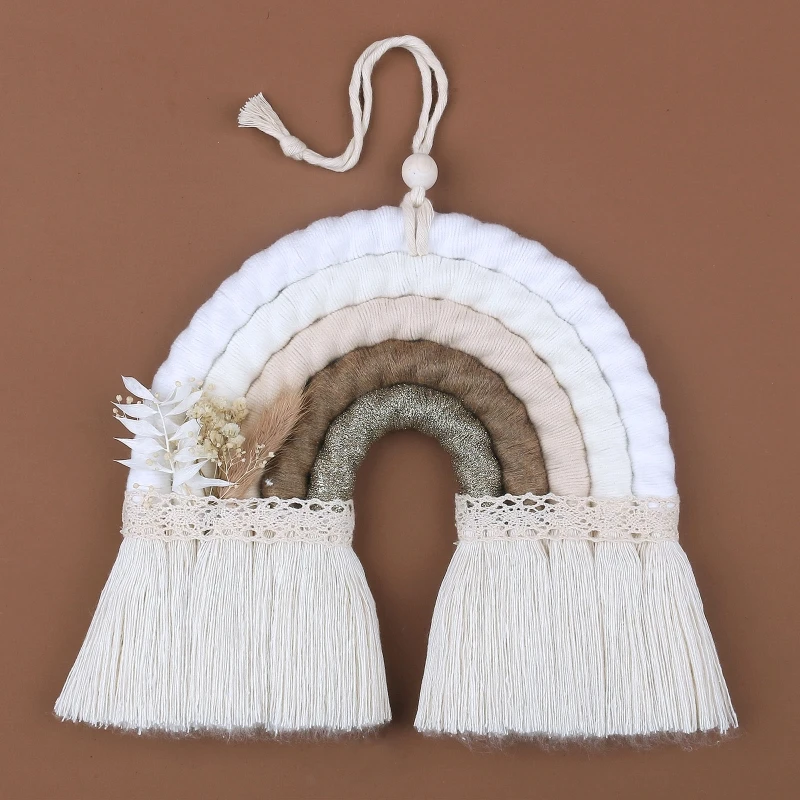 

5 Lines Macrame Rainbow Wall Hanging Decorative Colored Toy for Boho Home Decor, Baby Shower, Nursery Dorm Room Decor