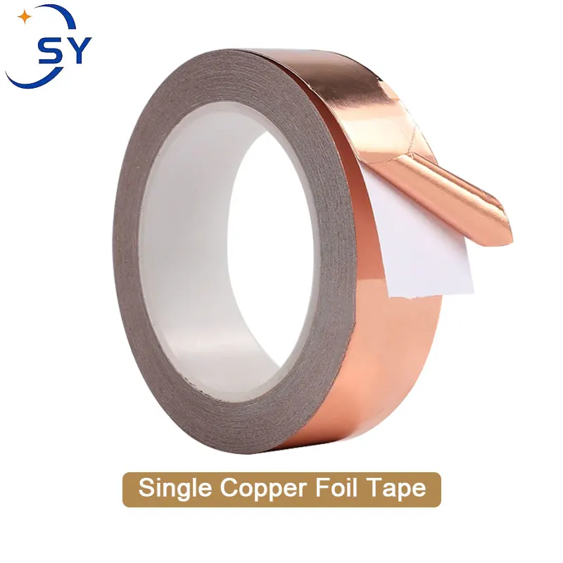 20 м 5/8/10/12/15/20/25/30 мм Односторонняя/двухсторонняя медная фольга, лента, защита от электромагнитных помех, токопроводящий ремонт, клей, искусственное стекло