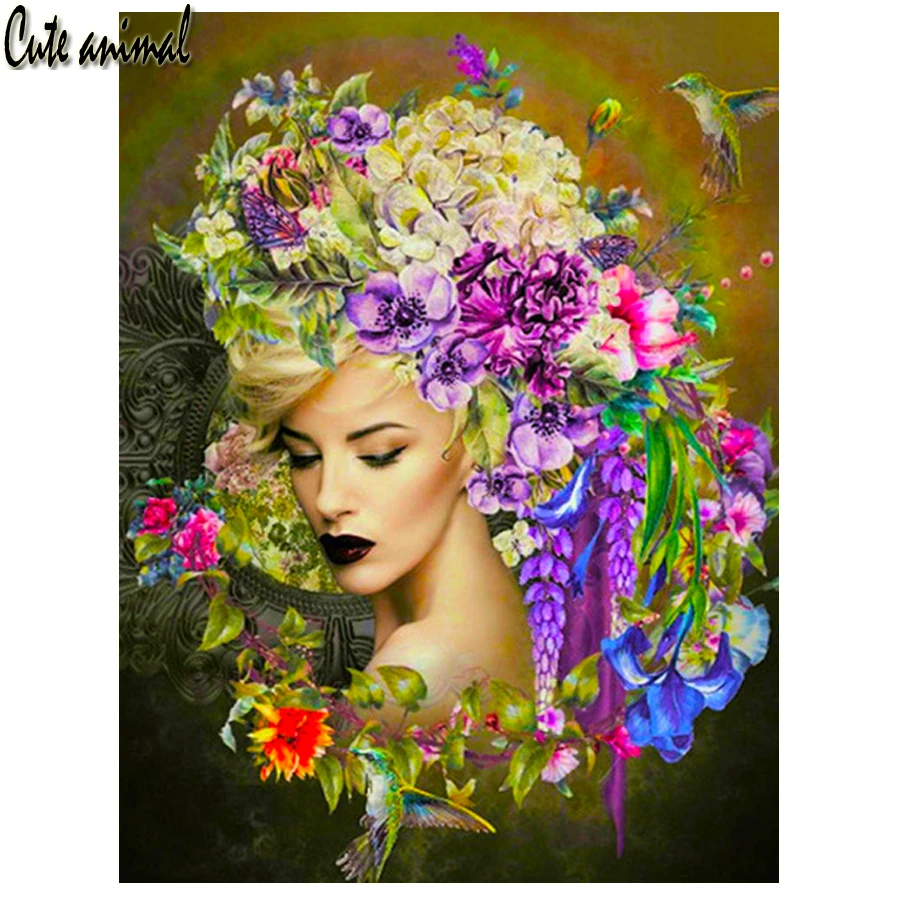 

5D Diamond Painting Woman Rose Full Diamond Embroidery Cross Stitch Rhinestone Girl Flower Bird Crafts DIY Hobby Decor Gift
