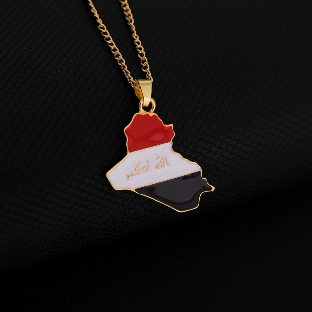 Модное ожерелье с подвеской в виде карты Ирака для мужчин и женщин изящные