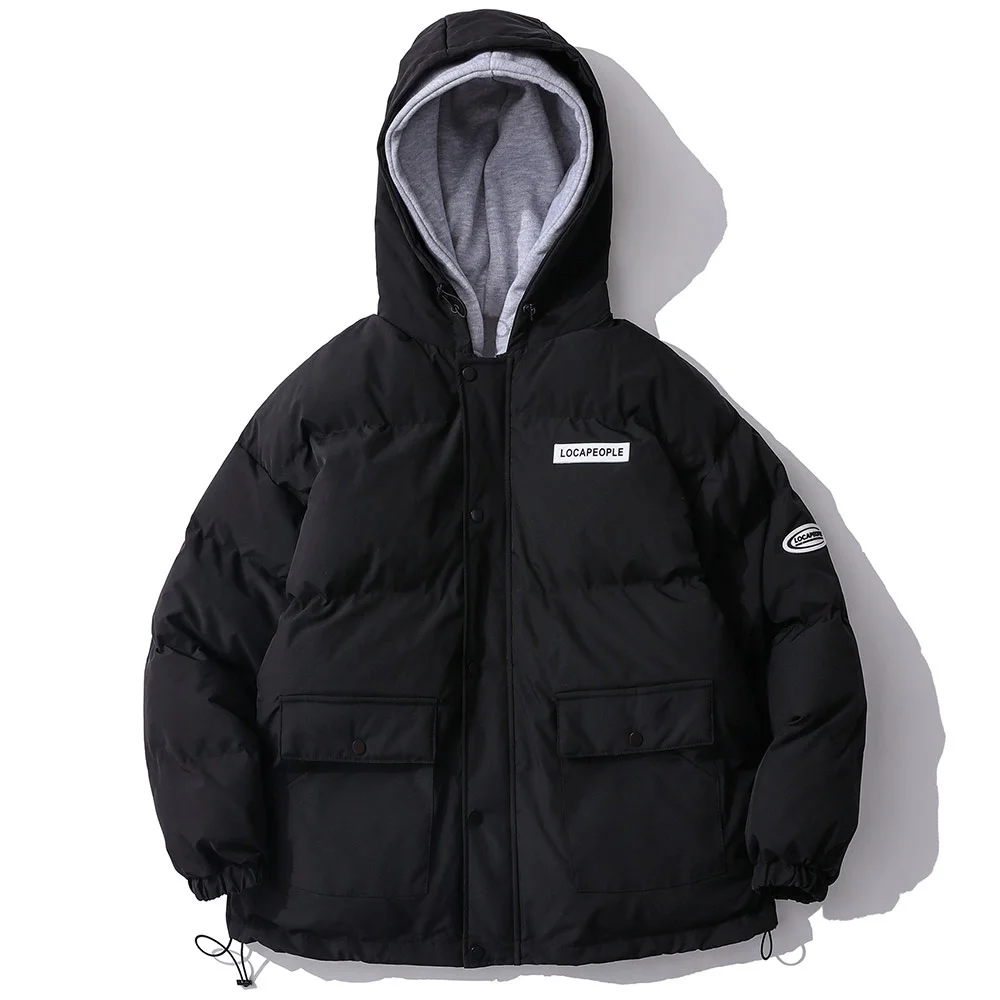 

Пуховик мужской с накладными парками, однотонная Толстая теплая простая повседневная модная верхняя одежда, подходит под все, зима