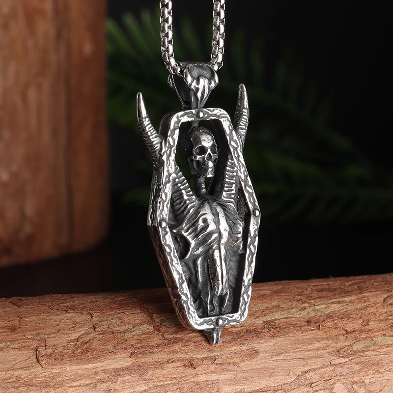 

Retro Gothic Demon Satan Goat Pendant Necklace Men's Cool Fashion Party Punk Jewelry Gift