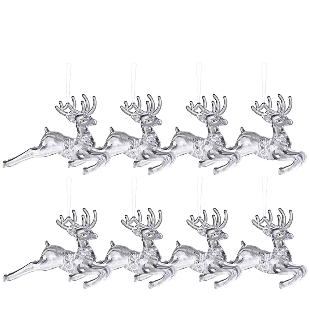 

8 Pcs Christmas Flying Deer Pendant Hanging Acrylic Decor Decoration Decorations Elk Xmas Tree