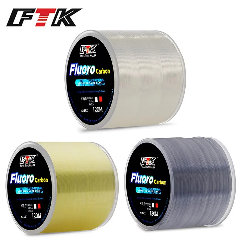 

FTK Fishing Line 120m Invisible Speckle Carp Fluorocarbon Nylon Line 0.2-0.6MM 7.15LB-45LB Super Strong Spotted Line Sinking