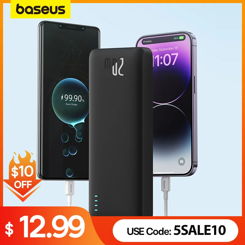 Внешний аккумулятор Baseus Airpow 20 Вт, 10000 мАч, быстрая зарядка, внешний аккумулятор для iPhone 14/13/12 Xiaomi, внешний аккумулятор - купить по выгодной цене - ТОП-товары этого лета