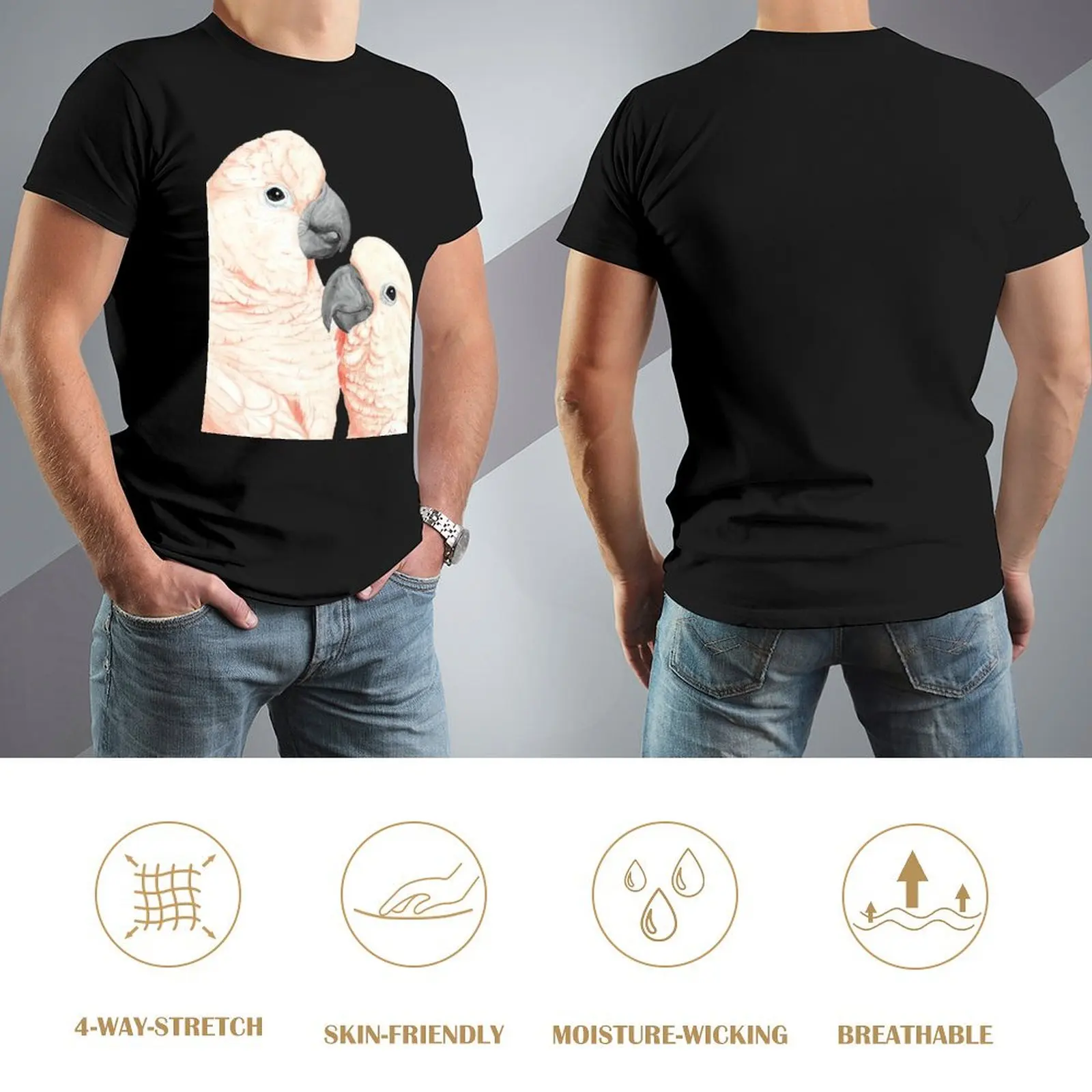 Молюкканские какадуи акварель-попугай портретная живопись футболка новое