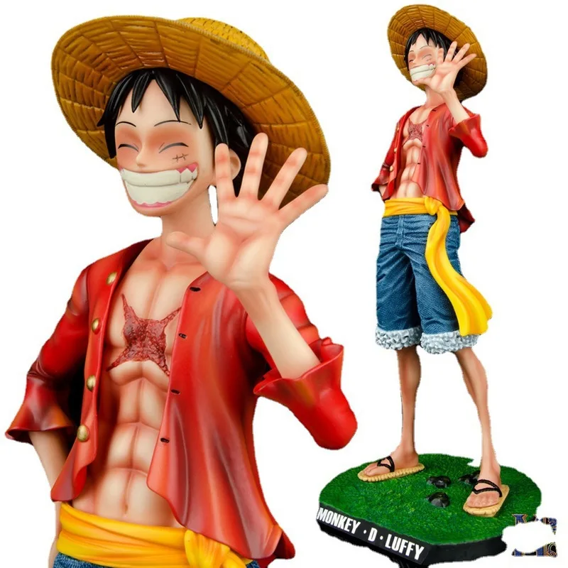 

40cm One Piece Straw Hat Monkey D. Luffy GK Large 1/4 Big Smiley Anime Figures Doll Statue Model Ornament Decorative Toy Gifts
