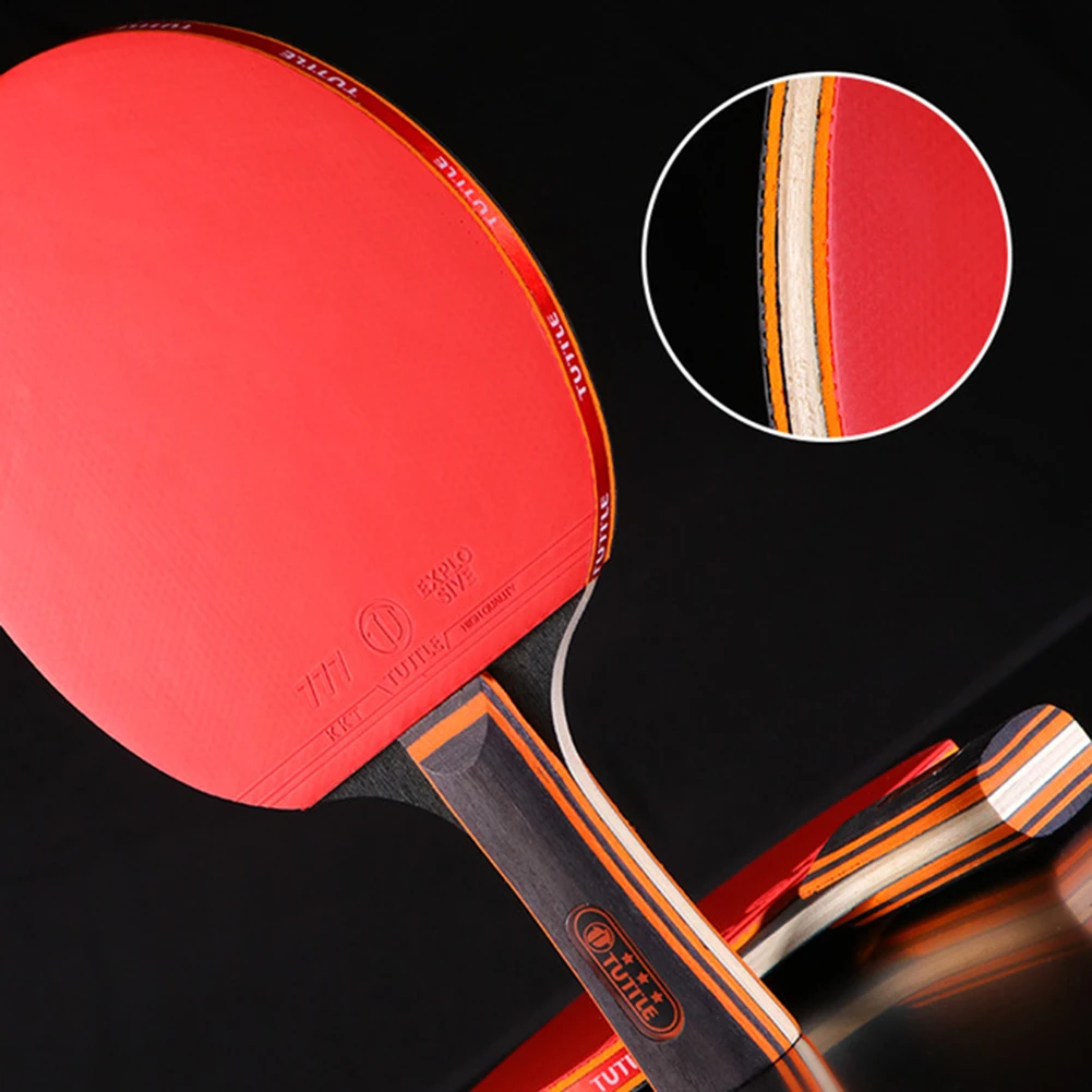 

3 Star Table Tennis Racket 5 Layer Wood Pingpong Bat Set With 3 Bag Long Handl Double Face Ping Pong Paddle Racket Set