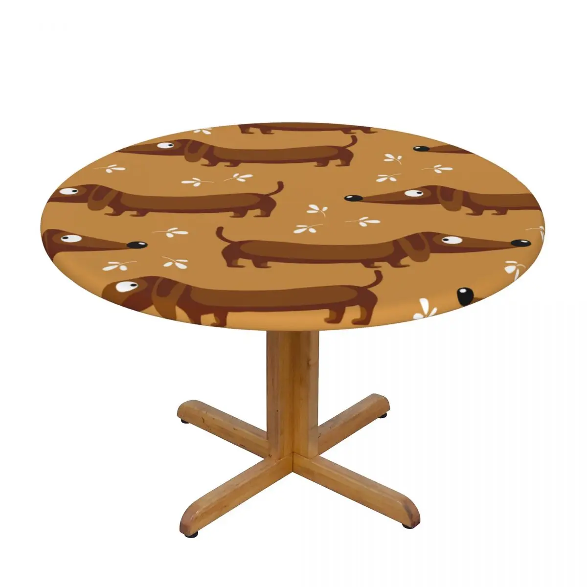 

Modern Round Table Cover Stretch Tablecloths Funny Dachshund Dogs Home Decorative Table Cloth