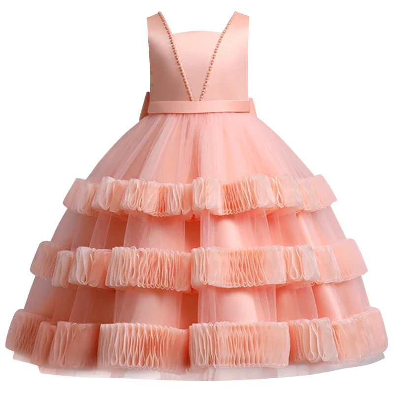 Жаккардовое длинное платье с вышивкой для девочек 4-12 лет | Свадьбы и торжества