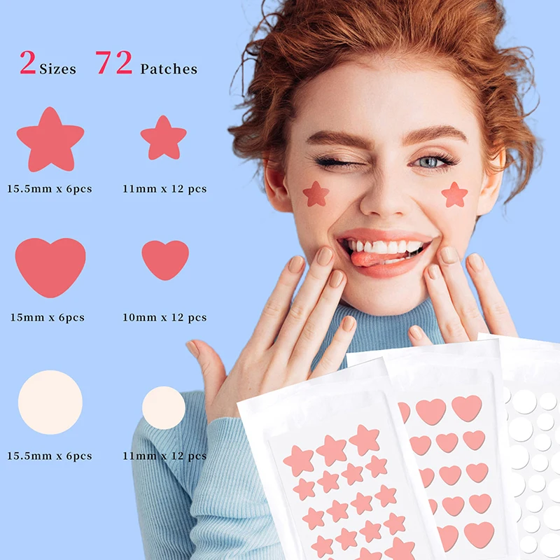 

72 Patches Star Pimple Patch Acne Colorful Invisible Acne Removal Skin Care Stickers Originality Concealer Face Spot Beauty Tool