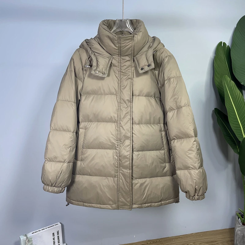 2022 New Down Jacket Women's Hooded Korean Version Loose Fashion Bread Clothes All-Match Thick White Duck Down Warm Coats Female