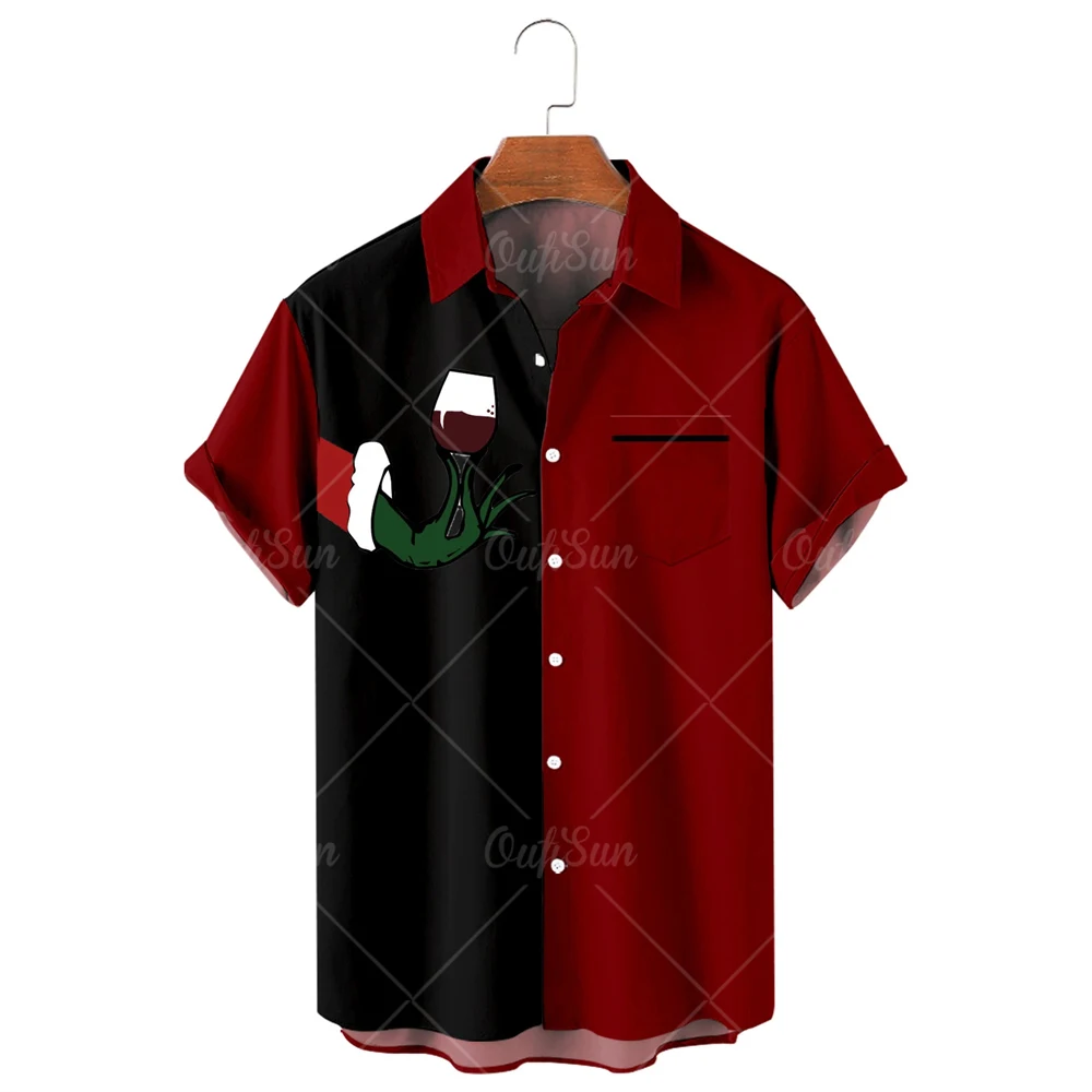 

Hawaiian Shirt Men's Oversized Casual Short Sleeve Santa Claus Shirt Loose Fashion Fashion Versatile Summer Beach Shirt