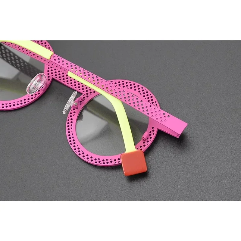 Модные круглые очки из чистого титана полые цветные в оправе женские