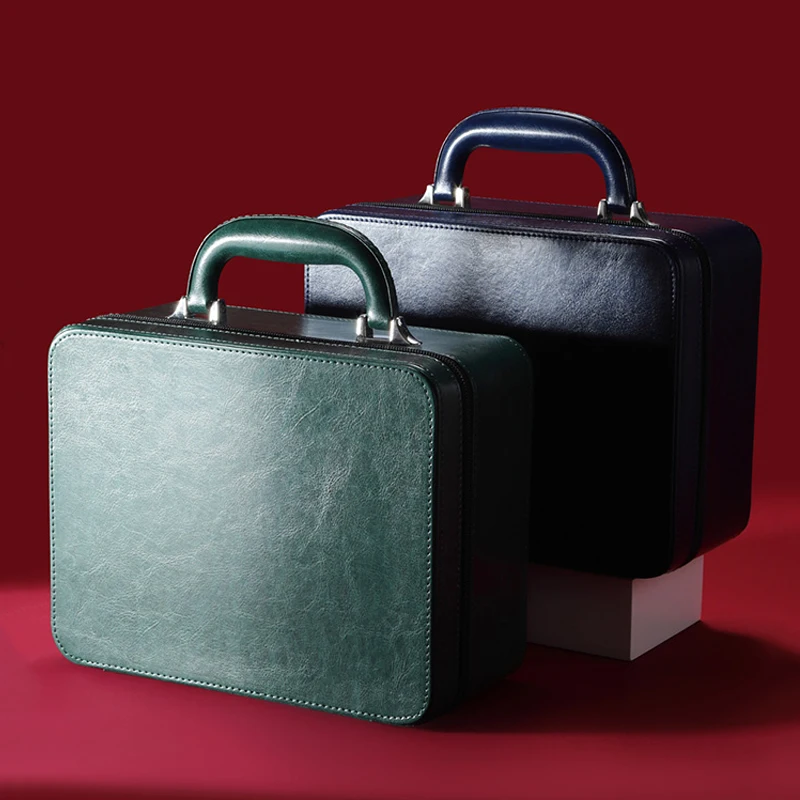 Large Capacity Jewelry Suitcase Double Layer Leather Jewelry Storage Box Commercial Home Display Collection