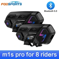 2pcs fodsports m1 s pro motorcycle helmet intercom 8 rider wireless bluetooth headset intercomunicador moto interphone bt5 0