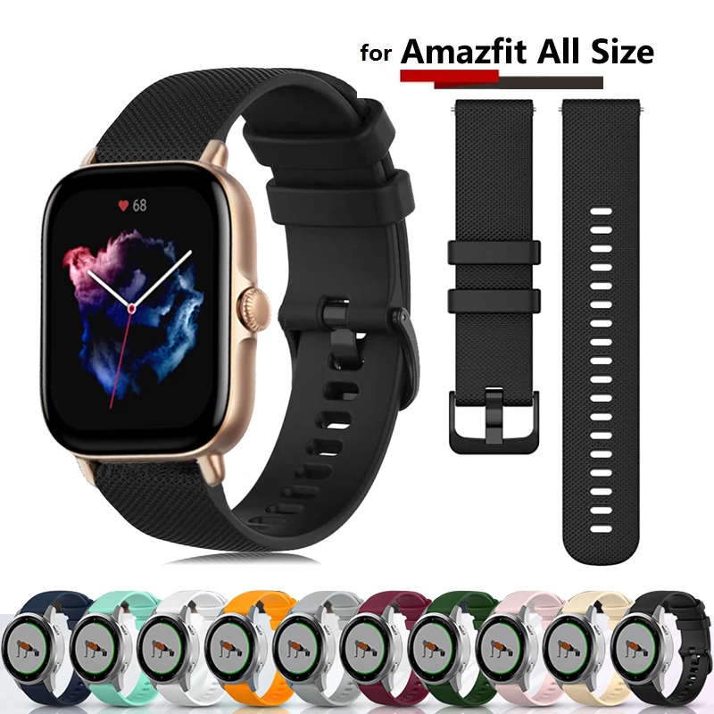 

20mm watch Strap for Amazfit Gts/4/3/2/Gtr2/2e/42mm/Gts4/2emini silicone Watchband Smartwatch bracelet Amazfit Bip/S/U Strap