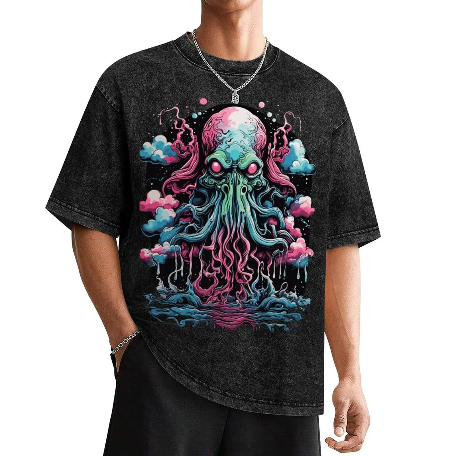 Психоделическая футболка Trans Color Drip Cthulhu персонализированная летние топы мужская