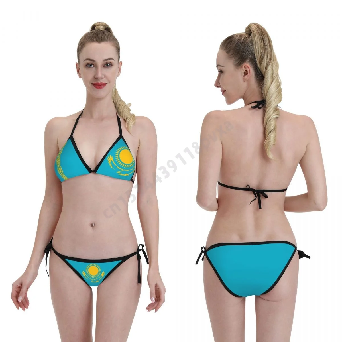 

Women Bikini Set Kazakhstan Flag Swimwear Mujer Girls Sexy Swimsuit Swimwear Micro Bikini Summer Bathing suit