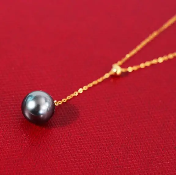 

Jewellery 10-11mm Natural Tahiti Black Pearl 18K Pendant pendant 18k Chain
