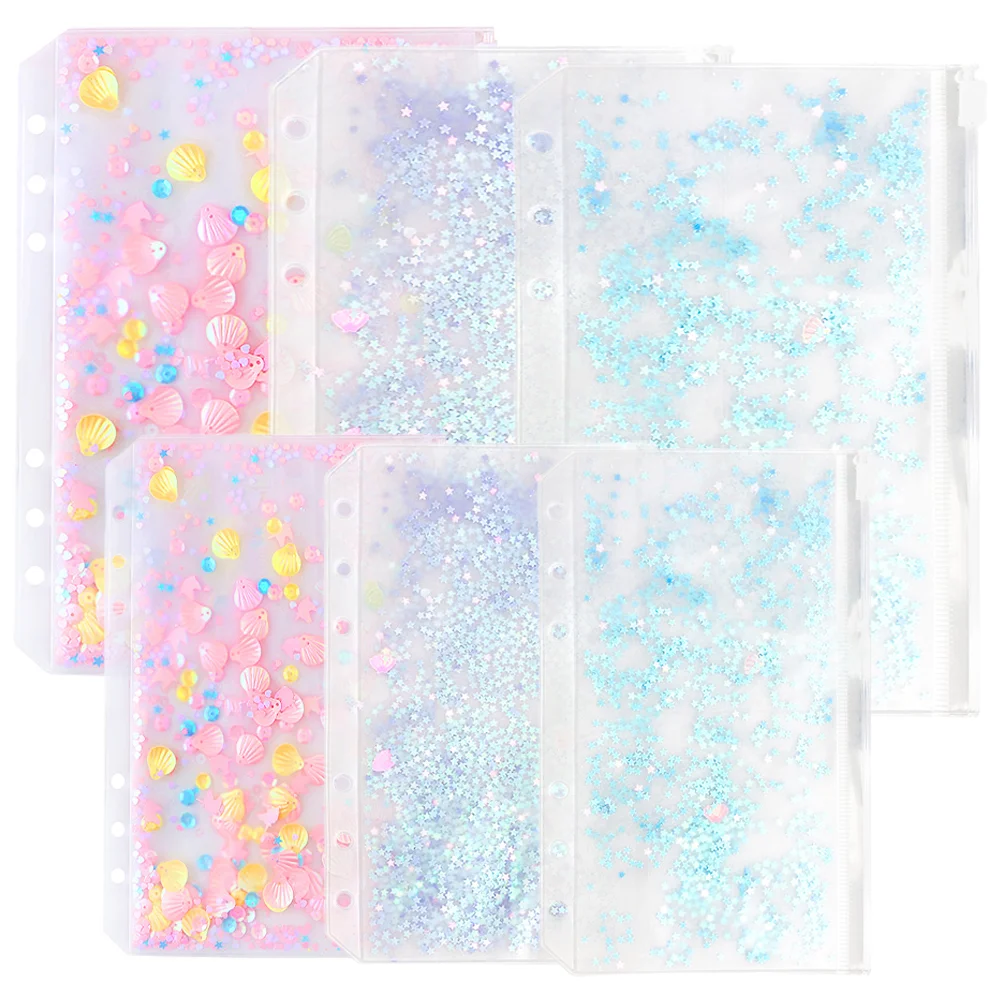 

Папки из ПВХ с блестками для блокнотов A5/A6, 6 шт.