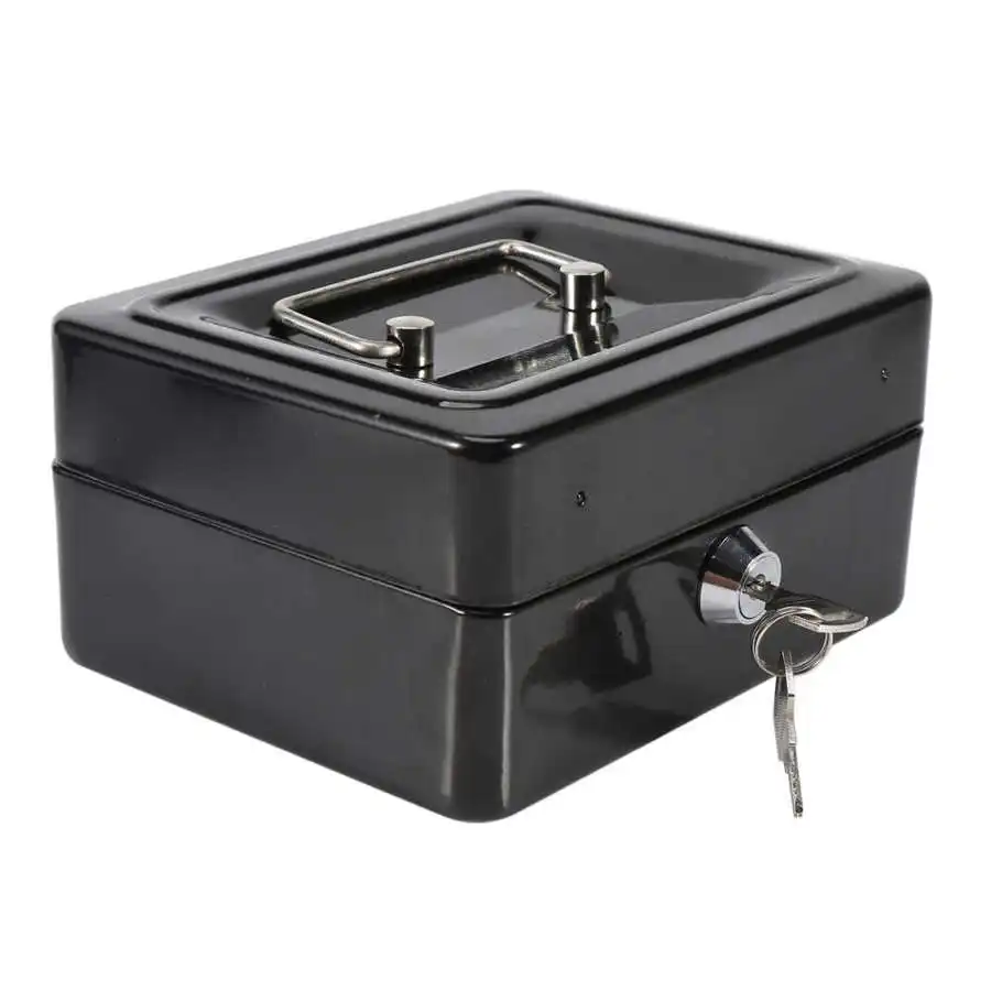 

Mini Locksmith Portable Steel Petty Lockable Cash Money Coin Safe Security Box with 6 Compartments Design Household or Traveling