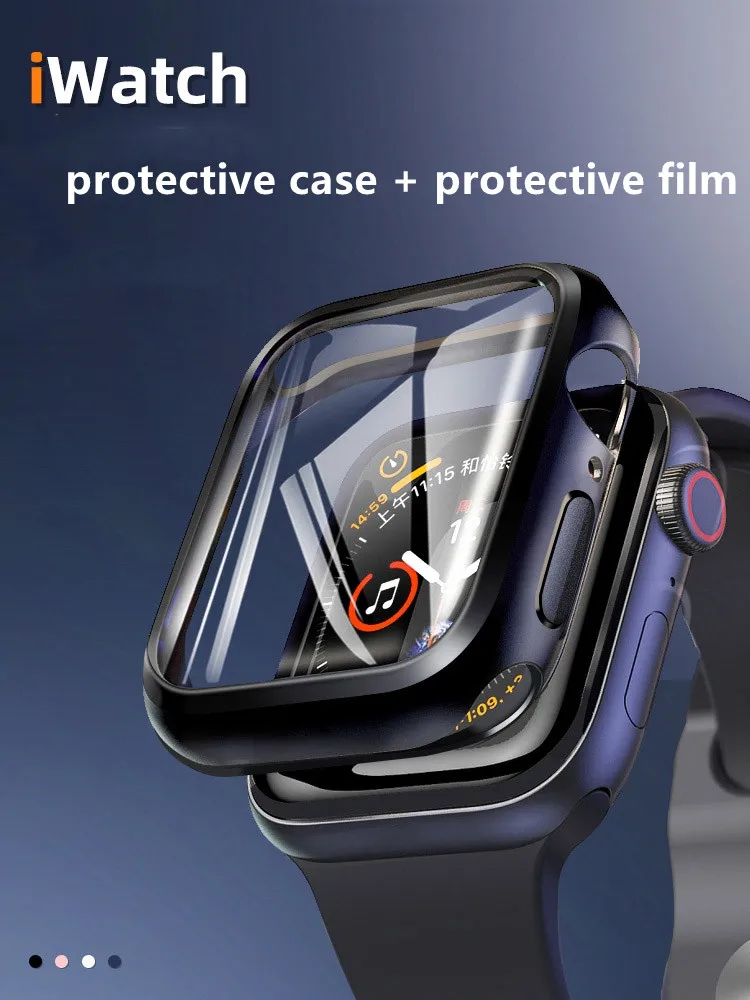 

Стекло и крышка для Apple Watch, чехол 44 мм, 45 мм, 41 мм, 40 мм, 42 мм, 38 мм, аксессуары для бампера и защиты экрана Apple Watch серии 7, 3, 4, 5, 6, SE