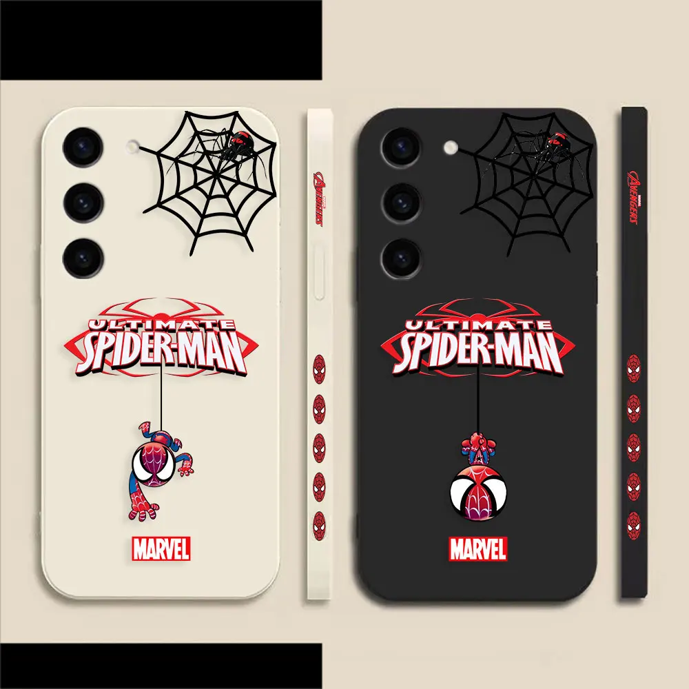 

Marvel Cartoon Spiderman Phone Case For Samsung Galaxy S23 S22 S21 S20 FE S11 S11E S10 S10E Ultra Plus 4G 5G Colour Liquid Case