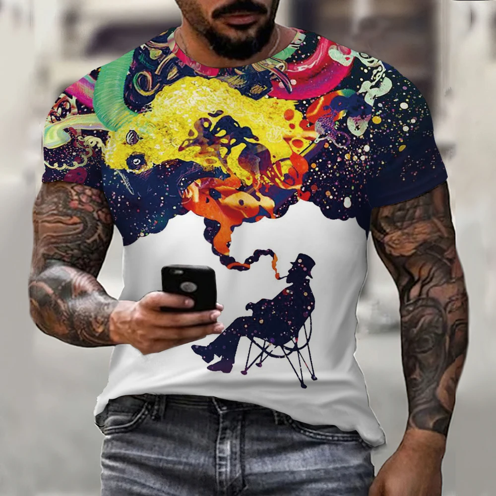 

Summer casual all-match men's creative Fashion 3d printed T-shirt 2021 new short-sleeved oversized round neck streetwear
