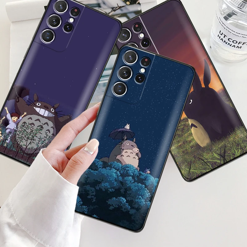 

Japan Anime Totoro Miyazaki Phone Case For Samsung Galaxy S22 S21 S20 Ultra FE 5G S22 S10 10E S9 Plus Back Coque Liquid Silicon