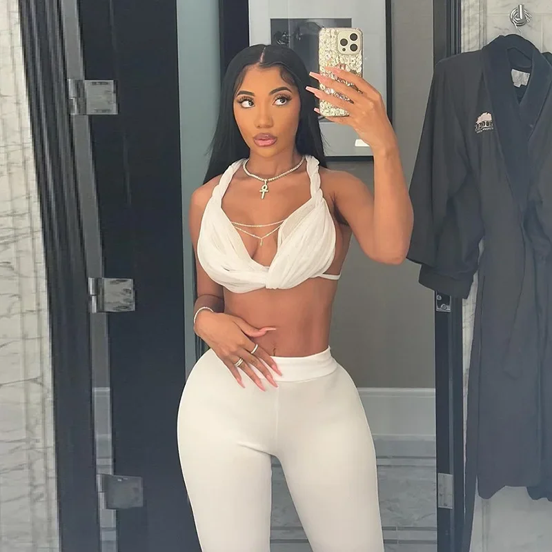 Модные сексуальные женские комплекты из 2 предметов сетчатые бюстье топы капри